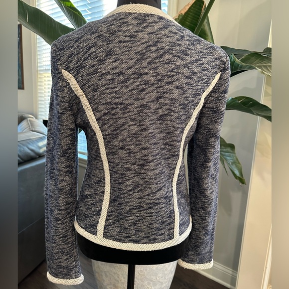 Tart Collections Georgiana Sweater Jacket Navy Cream Women Large - Picture 8 of 12